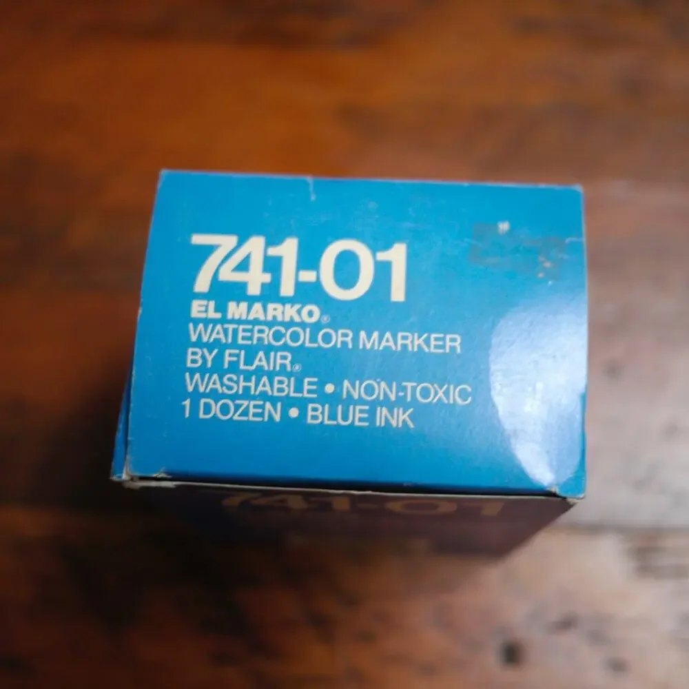 Lot of 12 NEW Vintage Gillette EL MARKO 741-01 Watercolor BLUE Ink MARKERS
